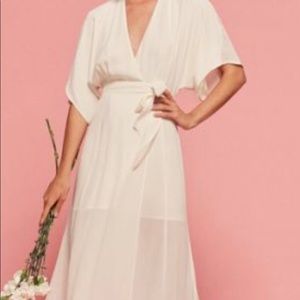 Nude reformation wrap dress